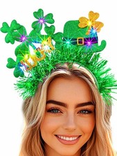 EARENT St Patricks Day Light Up Headbands Glow Green free size,
