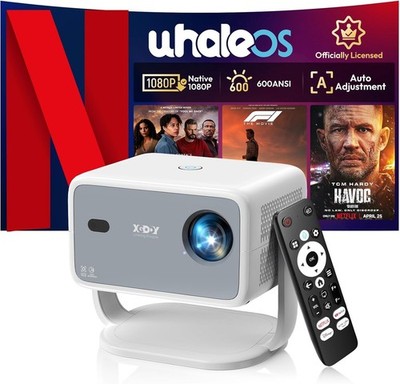 Xgody N6 Projektor Native 1080P 4K Unterstützt, 700ANSI, 3 Stufen Helligkeit, AI Vo