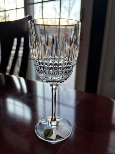VINTAGE WATERFORD LISMORE DIAMOND LEAD CRYSTAL WHITE WINE GLASS 7-1/4" SIGNED