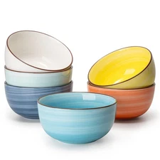 Sweese 10 Oz Ceramic Ice Cream Bowls, Set of 6 - Multicolor Dessert, Cereal, ...