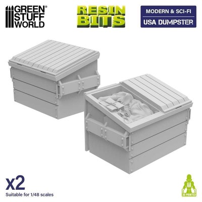 Green Stuff World Amerikanische Müllcontainer Set Container USA Dumpster Resin