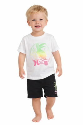 Hurley Toddler Boys 2T Swim Set Shirt & Trunks Black White NWT Beach Summer