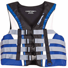 O'Brien Obrien Mens 4 Buckle Nylon Pro Life Vest Blue/White/Black 5X-Large