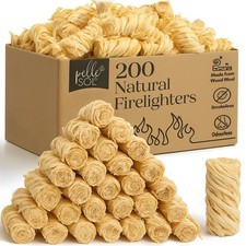 Pelle & Sol 200 Natural Firelighters Long Burning Fire Lighters for Wood Burners 0.08 per lighter