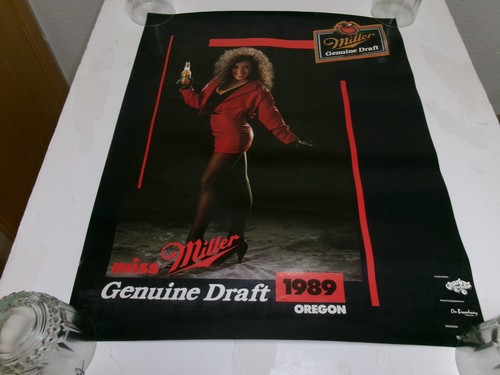 VTG Miller Genuine Draft Beer Miss Miller Genuine Draft 1989 Oregon Pinup Poster