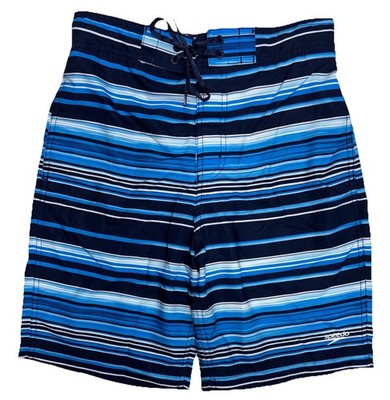 SPEEDO Men Size S Elastic Waist Functional Fly Swim Trunks Striped Mesh Liner