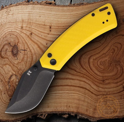 Revo Canyon Folding Knife 3'' 4Cr13MoV Steel Drop Point Blade Yellow FRN Handle