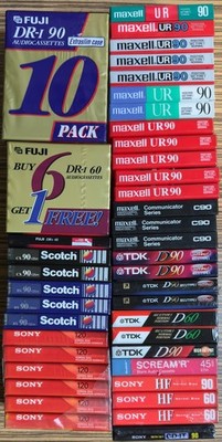 Sealed Blank Audio Cassette Lot   Sony, Maxell, TDK, Fuji, Scotch (Mixed)