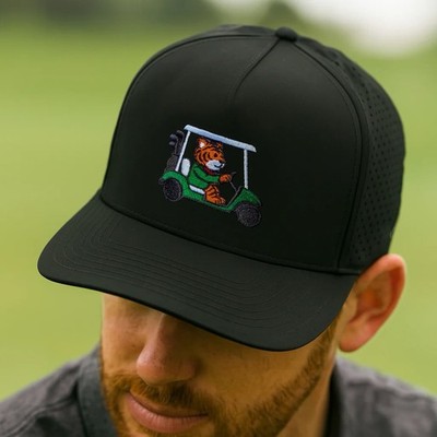 2hg Black Adjustable Golf Hat Tiger Tee Holder Perforated w/ Magnet Ball Marker