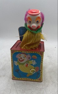Vintage Mattel 1970's Multicolor Talking Clown Jack In The Music Box
