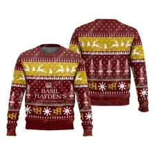 Basil Haydens Bourbon Whiskey Ugly Christmas Sweater