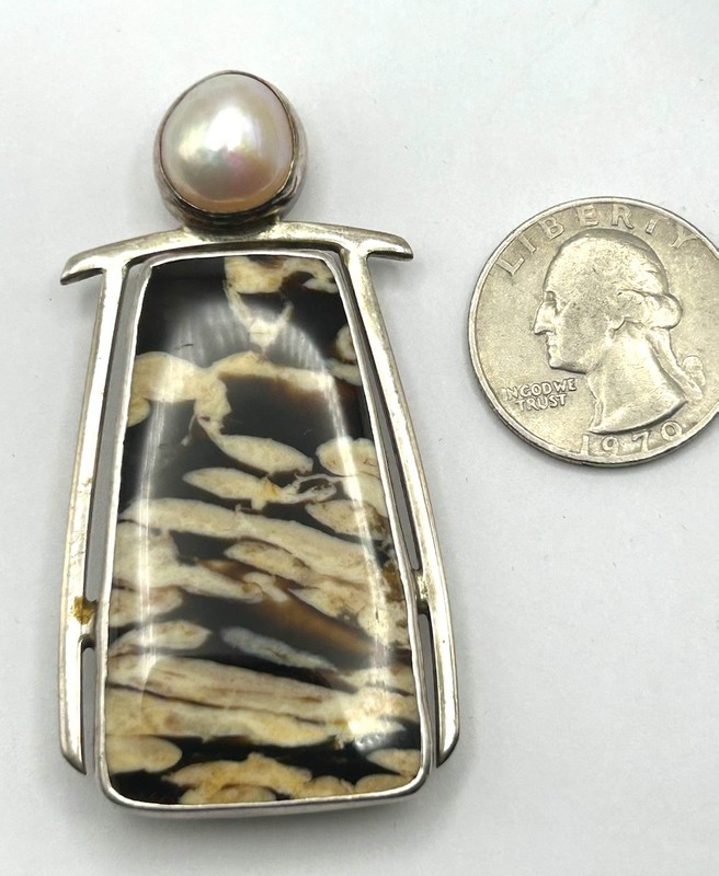 FABULOUS STERLING GEMSTONE CINDY CALAHAN ARTISAN BROOCH PENDANT