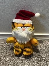 Garfield Santa Hat Beard Plush 1978, 1981 Dakin Stuffed Animal Cat Vintage