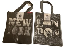 7 Two packs of reusable large shopping bags New York and London city 14 Bags