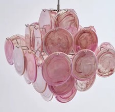 Ellie Pink Rosa Murano- Glas Pendelleuchte mit runden Scheiben