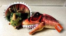 Wild Republic Alligator and Triceratops Hand Puppets Plush Toy w/Sound