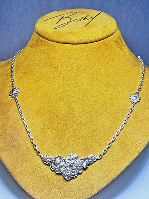 Vintage Bent-Forms Sterling Silver Floral Design Chain Necklace 13.2g 17in