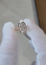 3 ct Elongated Radiant Lab Grown Diamond Engagement Ring, GIA Certified 14k