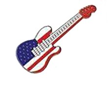 Pack of 12 American Flag Guitar Silver Bike Motorcycle Hat Cap Lapel Pin HP4130A
