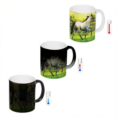 Blue Roan Tennessee Walker Horse Coffee Mug Color Changing Heat Morph Black