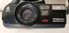 Minolta Brand Freedom Zoom 105i 35mm 105mm Film Camera Black APZ Flash Strap