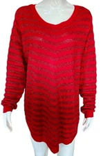 I.N. Studio Women’s Red Viscose Long Sleeves Top Plus Size 2X New With Tags NWT