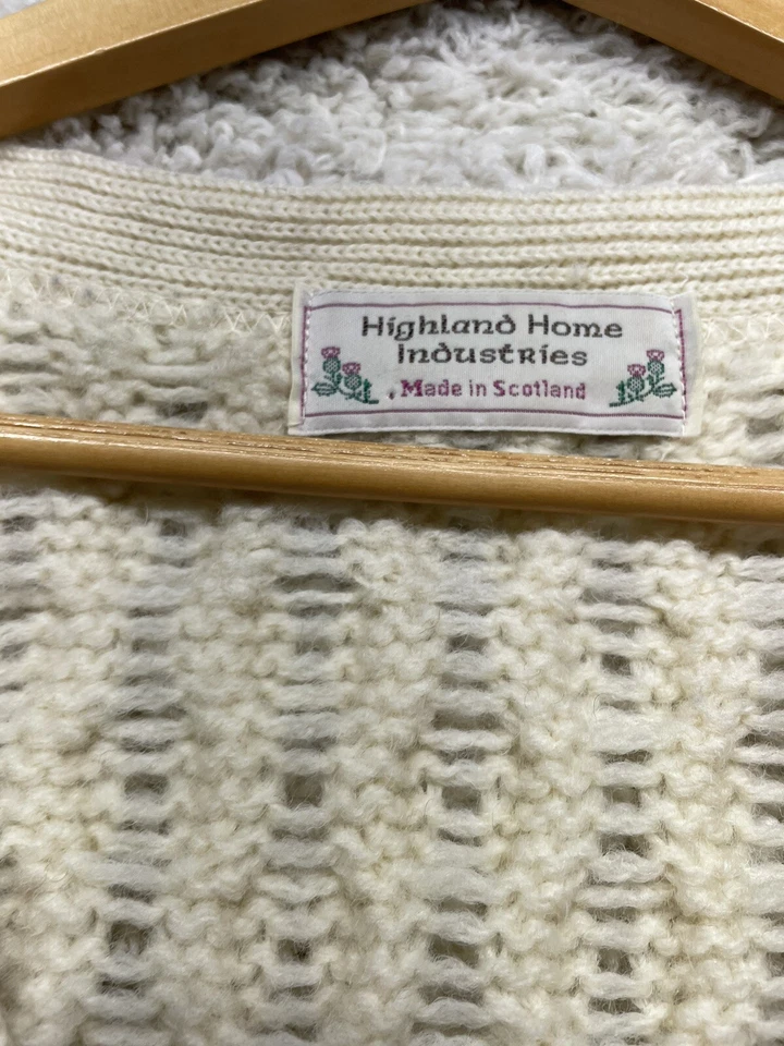 Cárdigan Suéter Highland Home Industries Lana Hecho en Escocia Tejido con Cable Usado en Excelente Condición Foto 4 de 4