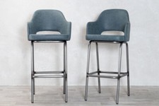 FAUX SUEDE BAR STOOLS GUNMETAL COUNTER OR BAR HEIGHT STOOLS 4 COLOUR OPTIONS