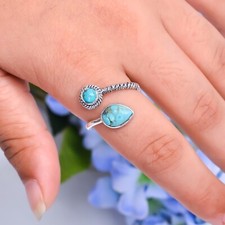 925 Sterling Silver Turquoise Band Statement Classic Ring, Statement ring