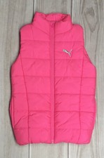 Puma Girls Size Small 7-8 Full Zip Quilted Puffer Vest Hot Pink Silver Logo