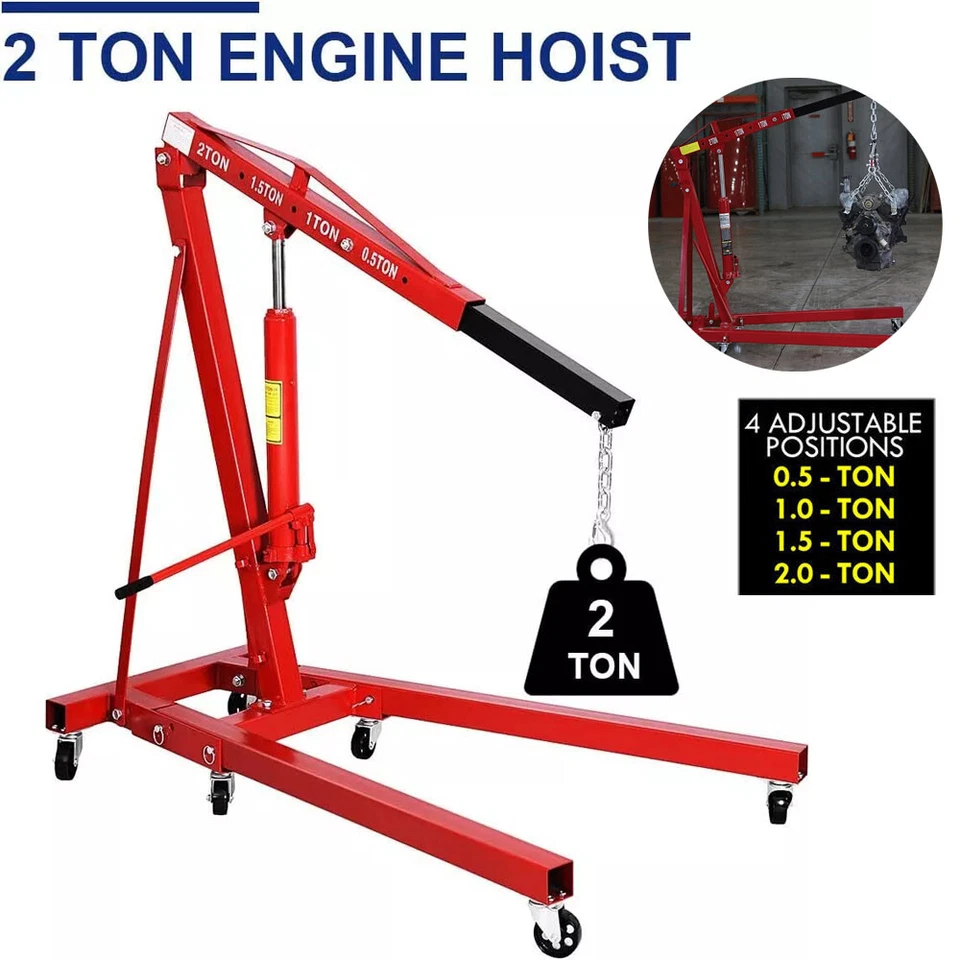 2 Ton Hydraulic Folding Engine Crane Hoist Lift Stand Lifting Garage Workshop UK - Image 3 of 4