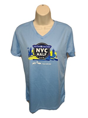 2016 United Airlines NYRR Run for Life NYC Half Womens Large Blue Jersey