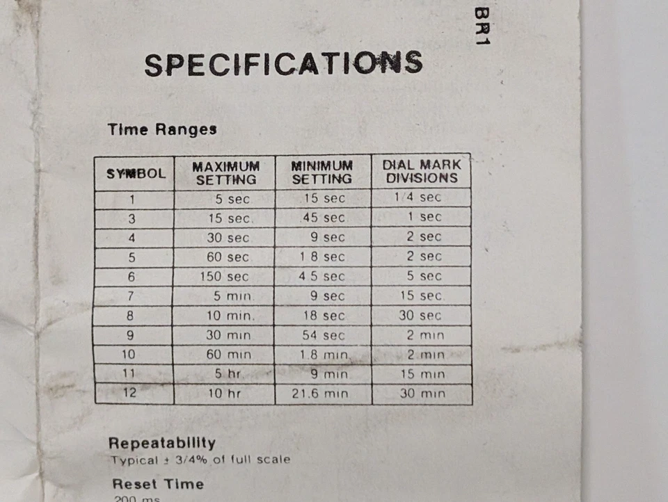 Eagle Signal BR18A6 Zeitschaltuhr, 0-10 min 10A 1/3 PS 125-250 VAC; 1/2-1/4A 125-250VDC - Bild 4 von 4