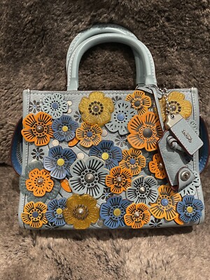 COACH 1941 LIMITED EDITION BLUE/MULTI ROGUE 25 TEA ROSE SATCHEL