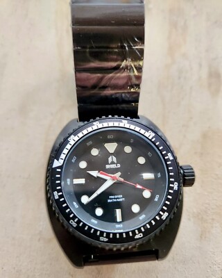 Shield Dreyer Quartz Black Dial Men's Watch Pro Diver Msrp $562 Scuba Dive