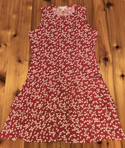 Michael Kors Midi Red & White Sleeveless Flounce Dress-Never Been Worn- Sz Large