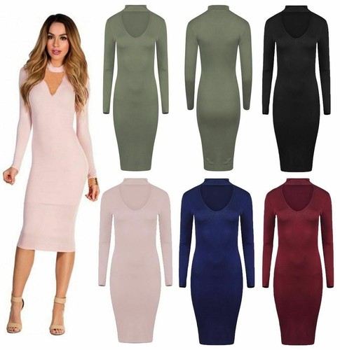 New Womens Ladies Choker V Neck Long 