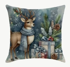 Winter Tree Deer Animals Christmas Throw Pillow Cover Winter Holiday Home Decor