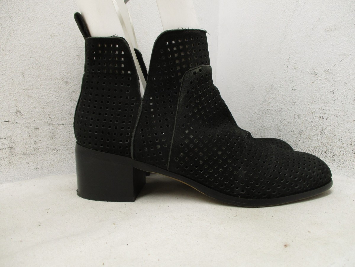 Franco Sarto RICHLAND3 Black Leather Pull On Ankle Boots Womens