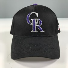Colorado Rockies Hat Kids One Size Black Curved Brim Strapback Dad Purple Logo