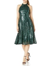 New Taylor Dresses Women's Sleeveless Sequin Party Dress, Spruce, Size 2