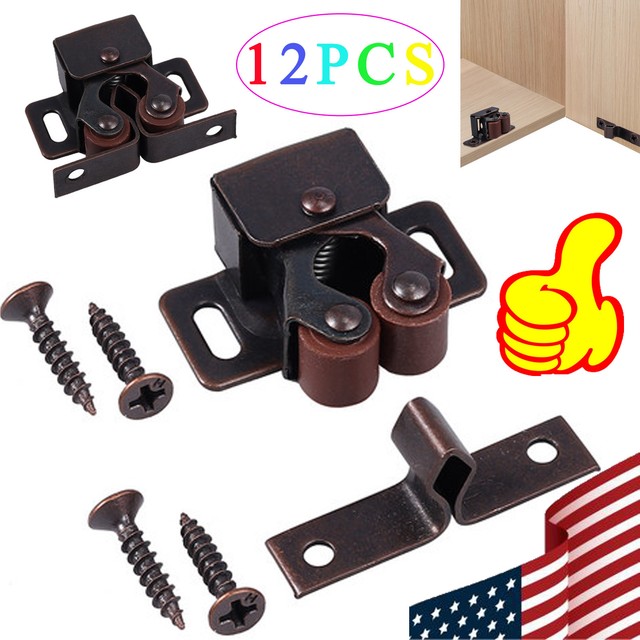 12X Double Roller Cupboard Door Catch Latch Metal Home drawer