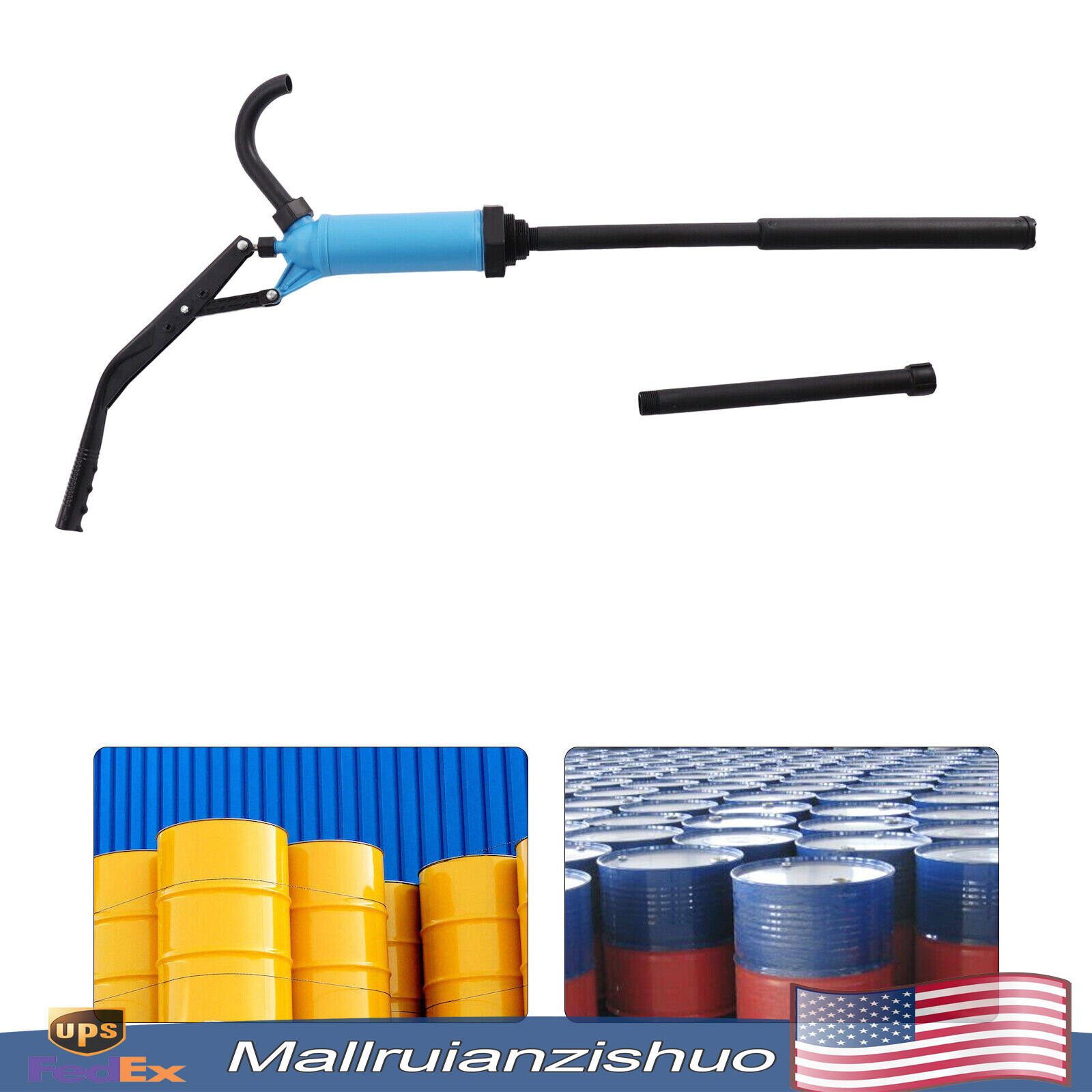 55 Gallon Drum Barrel Pump Hand Diesel Fuel Oil Gas Transfer Pump PP Piston