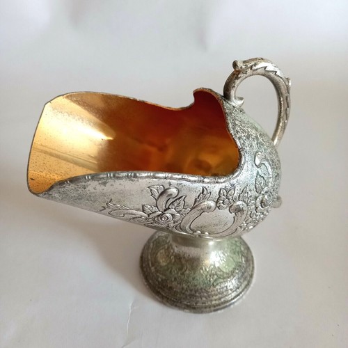 Antique Vintage Silver Plated Sugar Scuttle Scoop -Decorated With Flowers /Old - Picture 4 of 12