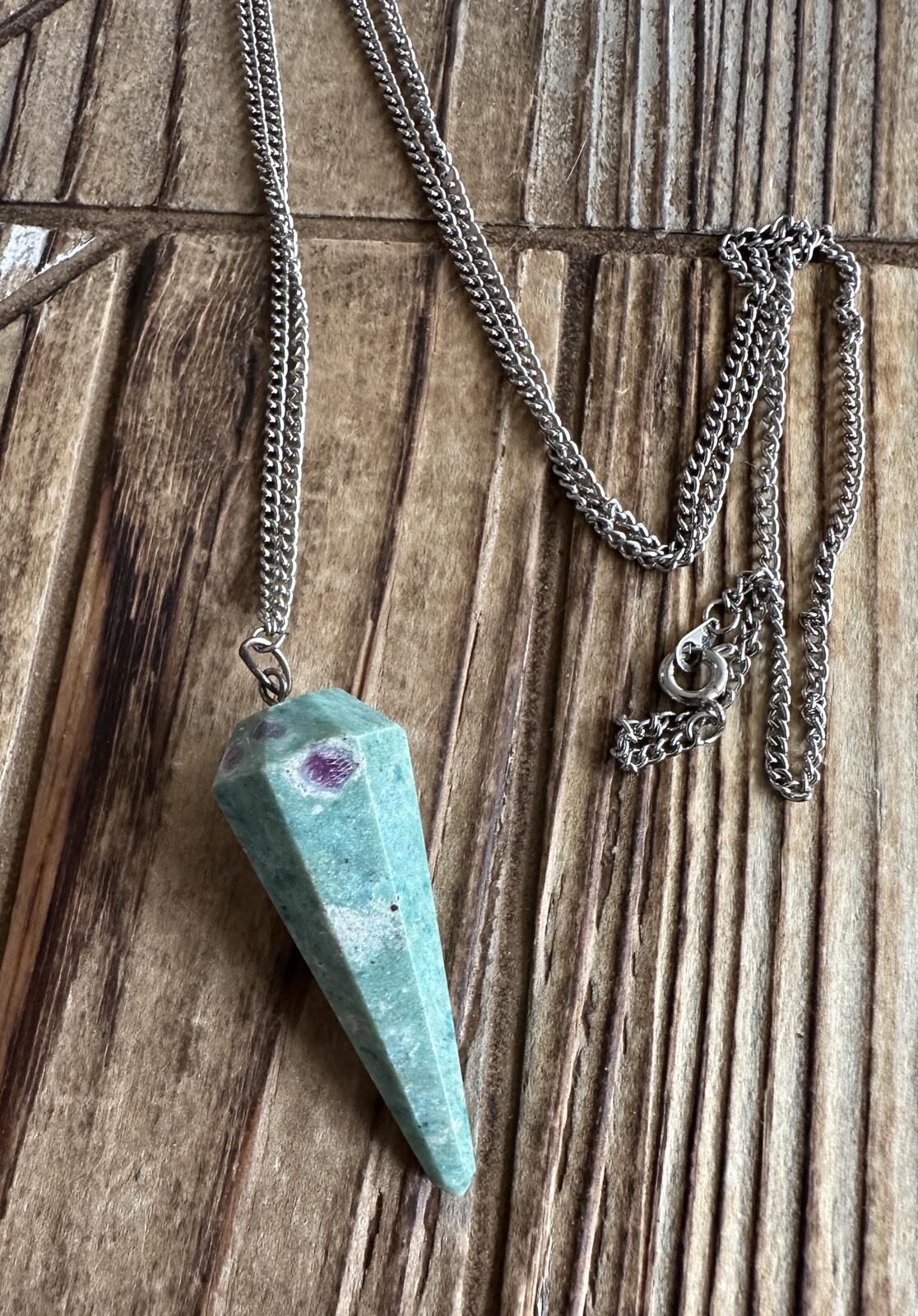 Ruby Zoisite Pendulum Point Pendant & 36" Necklace - image 2