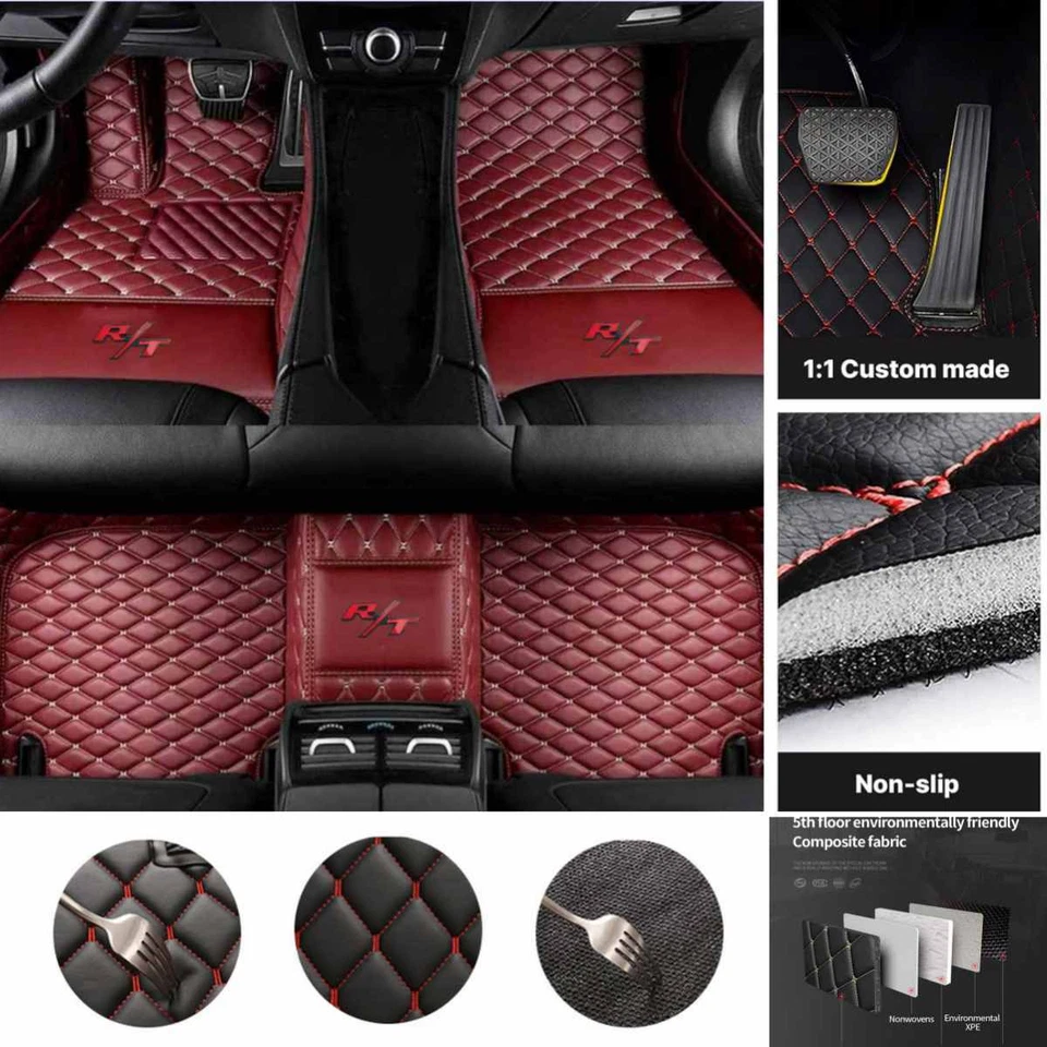 Alfombrillas de cuero impermeables aptas para Dodge Charger Challenger RT 2006-2024 Foto 2 de 4