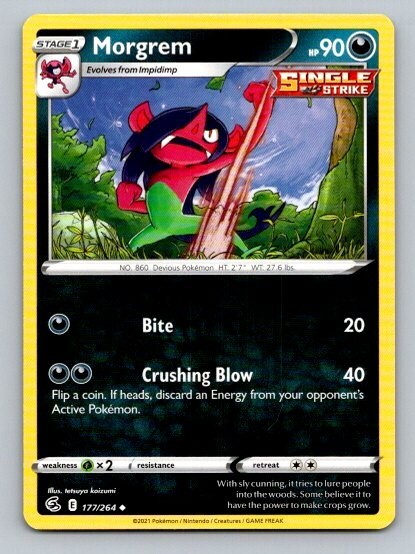 2021 Pokemon Card Fusion Strike Morgrem 177/264