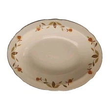 Hall Autumn Leaf  10" Ruffled Style Oval Vegetable Bowl Vintage