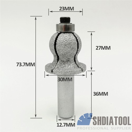 1pc Vacuum Brazed Diamond Router Bits With 1/2" Shank For Stone Marble Cutter v - Picture 31 of 43