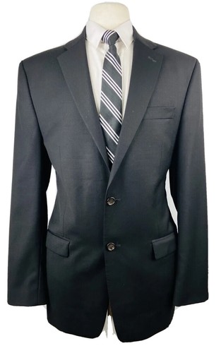 RALPH LAUREN Herren 42 L einfarbig schwarz Canada weiche Wolle Blazer Sport Mantel Anzug Jacke